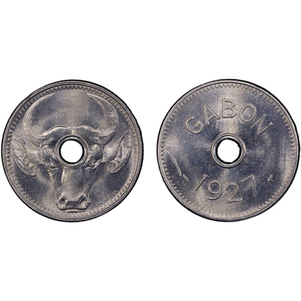 GABON: aluminum jeton, 1927, PCGS MS64