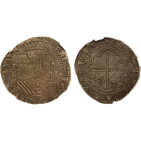 BOLIVIA: Felipe II, 1556-1598, AR cob 8 reales (27.20g), Potosí, ND (1578-95)-P, NGC VF35