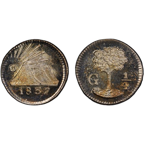 CENTRAL AMERICAN REPUBLIC: AR ¼ real, 1837-G, PCGS MS67