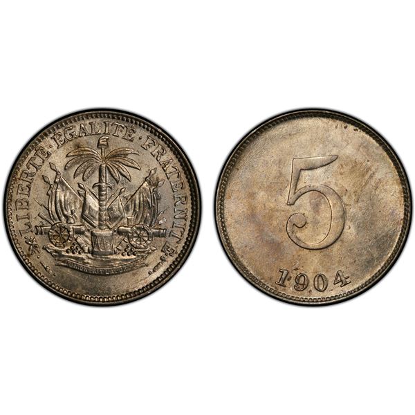 HAITI: Republic, 5 centimes, 1904, PCGS MS64