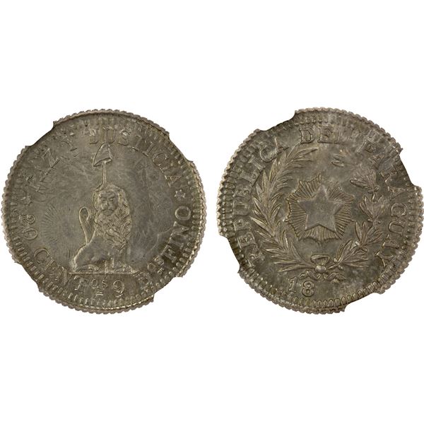 PARAGUAY: Republic, AR 20 centavos, 18[89], NGC MS65