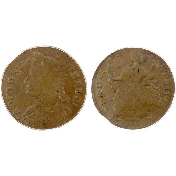 UNITED STATES: AE Connecticut copper, 1787, ICG graded XF45