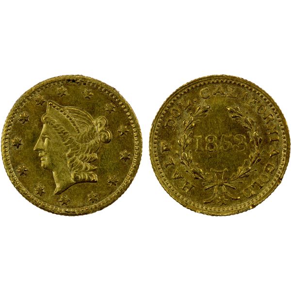 UNITED STATES: AV ½ dollar, 1853, Unc