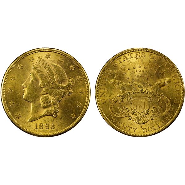 UNITED STATES: AV 20 dollars, 1893-S, Unc