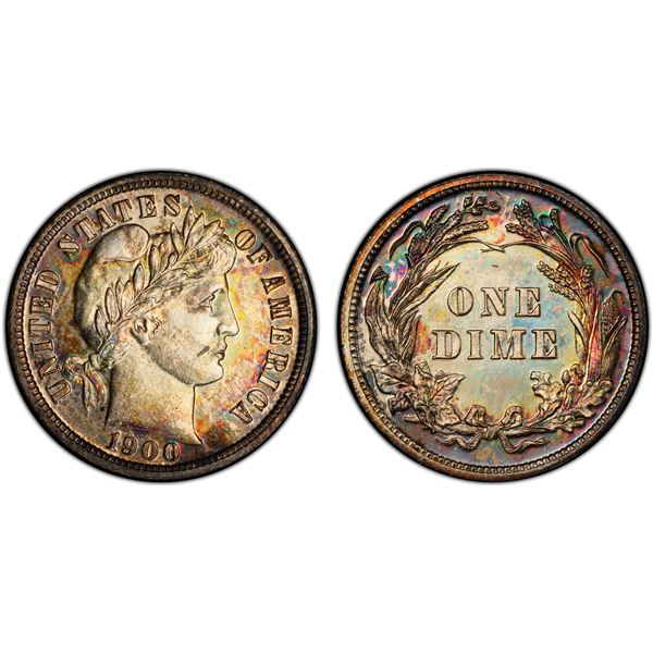UNITED STATES: AR 10 cents, 1900, PCGS Proof 63 +