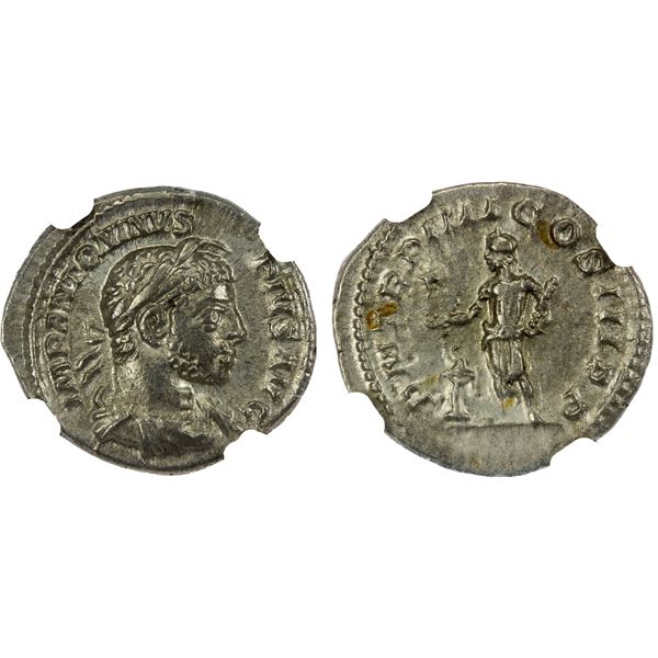 ROMAN EMPIRE: Elagabalus, 218-222 AD, AR denarius, Rome, 221 AD, NGC AU