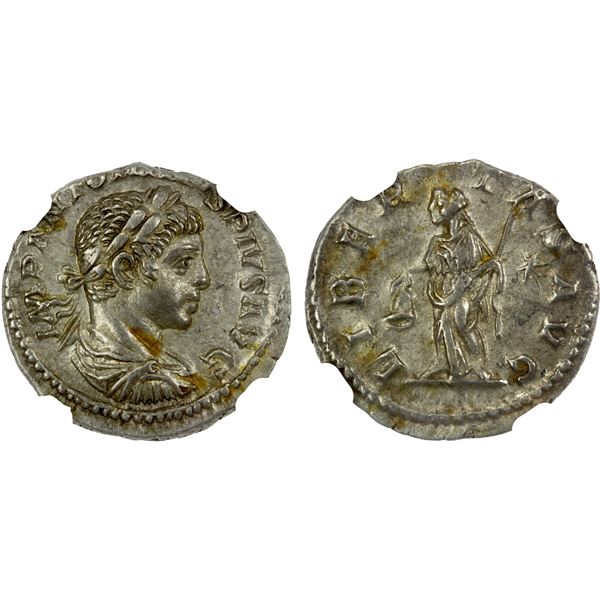ROMAN EMPIRE: Elagabalus, 218-222 AD, AR denarius (2.45g), Rome, NGC AU