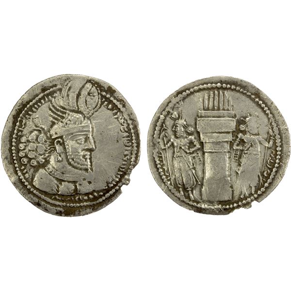 SASANIAN KINGDOM: Varhran II, 276-293, AR drachm (4.10g), lovely VF