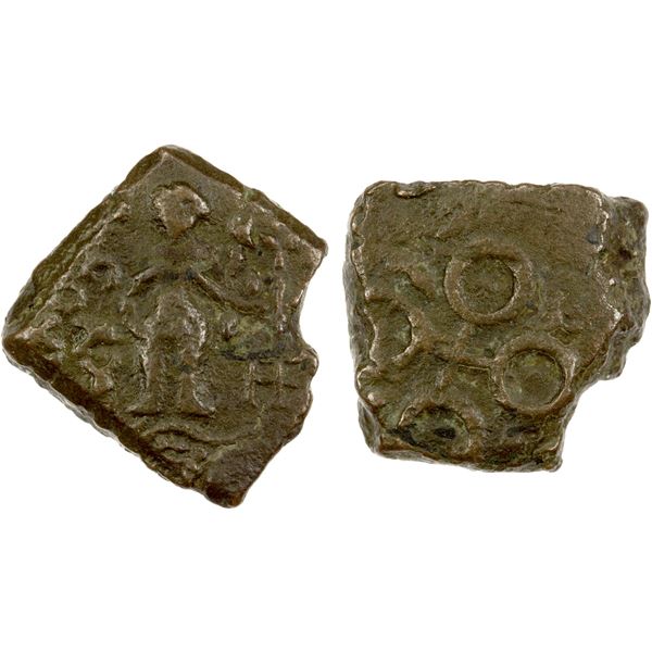 UJJAIN: Anonymous, ca. 2nd century BC, AE square unit (3.47g), bold VF