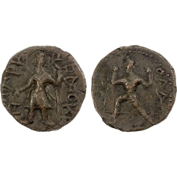 KUSHAN: Kanishka I, ca. 127-151, AE tetradrachm (16.17g), VF-EF