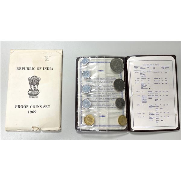 INDIA: Republic, 9-coin proof set, 1969-B