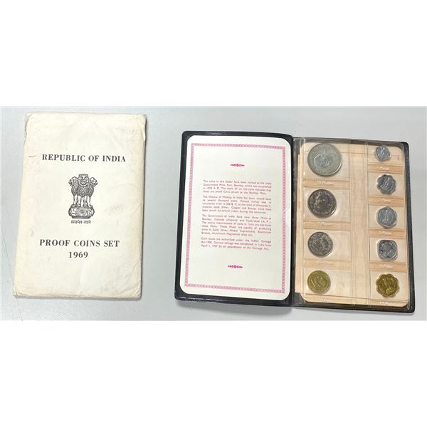 INDIA: Republic, 9-coin proof set, 1969-B