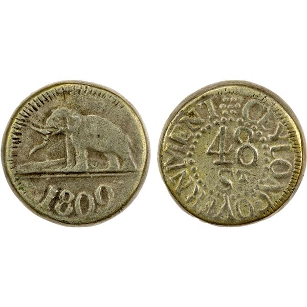 CEYLON: George III, 1760-1820, AR 48 stivers (8.80g), 1809, VF