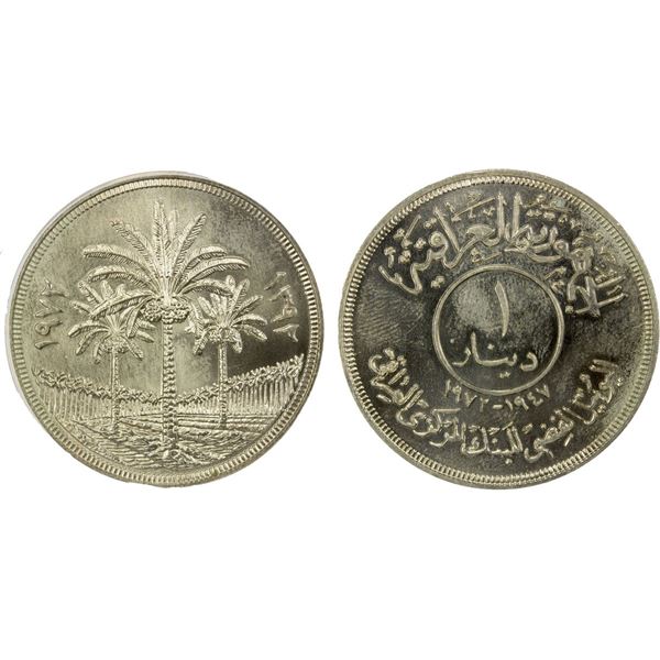 IRAQ: Republic, AR dinar, 1972/AH1392, PCGS MS66