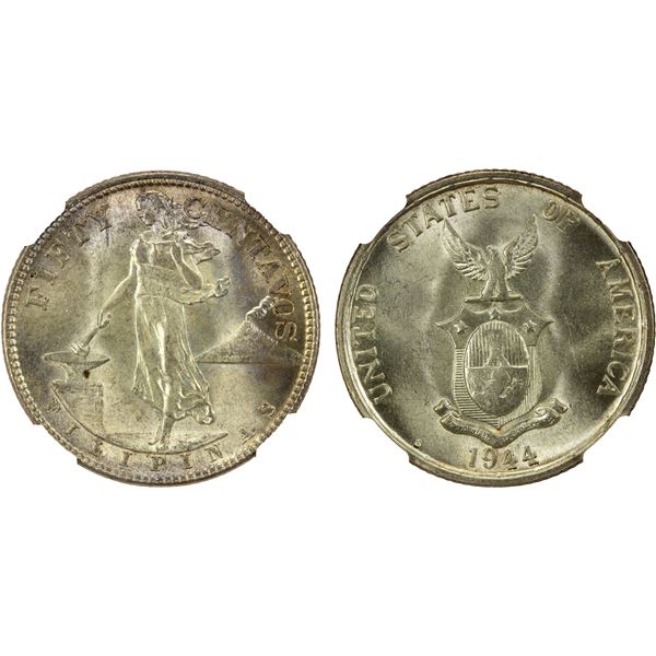 PHILIPPINES: Commonwealth, AR 50 centavos, 1944-S, NGC MS65