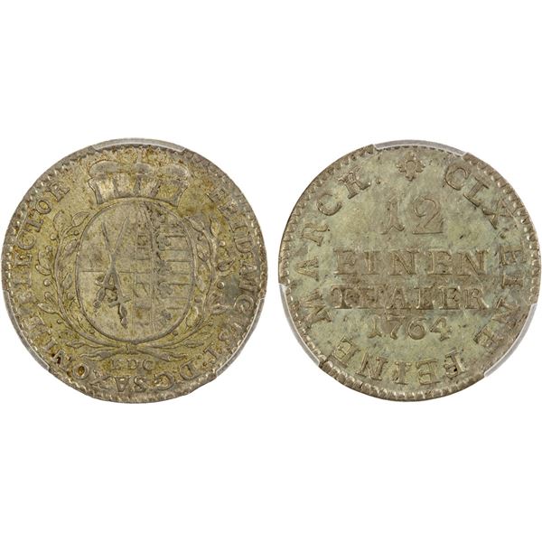 SAXONY: Friedrich August III, 1763-1806., AR 1/12 thaler, Dresden, 1764, PCGS MS63