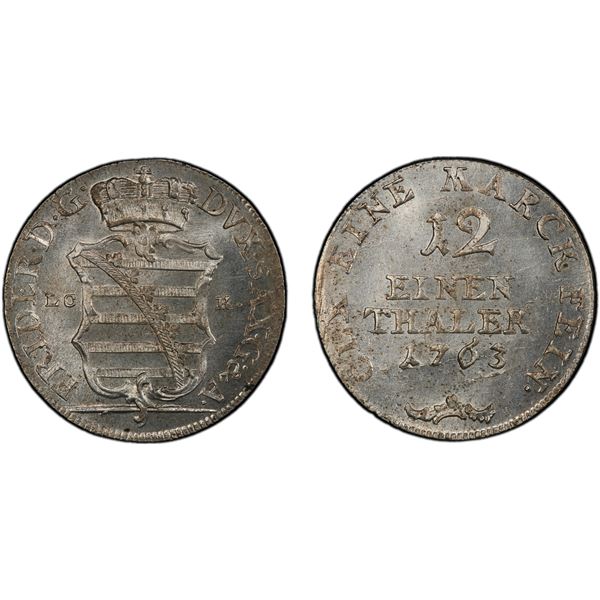 SAXE-GOTHA-ALTENBURG: Friedrich III, 1732-1772, AR 1/12 thaler, 1763, PCGS MS66