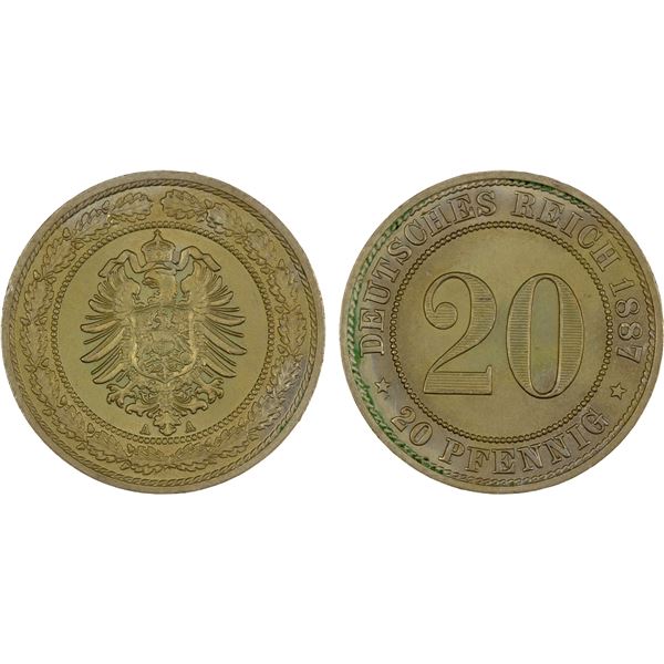 GERMANY: Empire, 20 pfennig, 1887-A, Unc