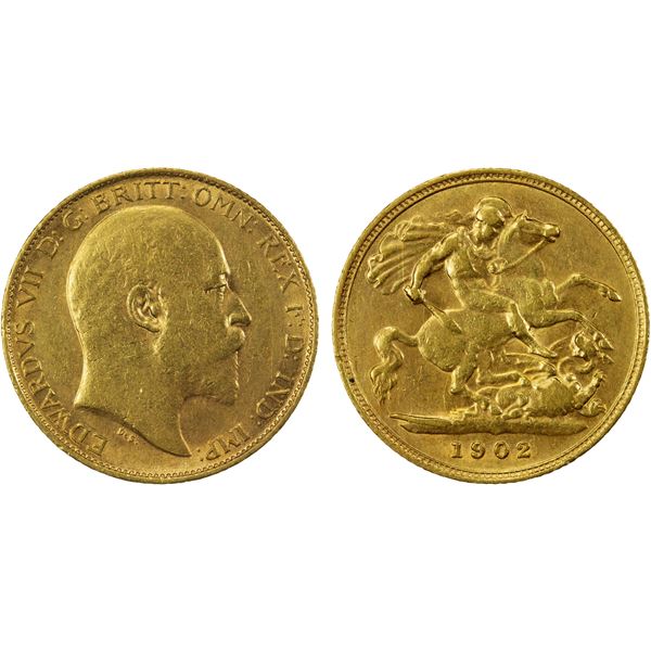 GREAT BRITAIN: Edward VII, 1901-1910, AV ½ sovereign, 1902, EF