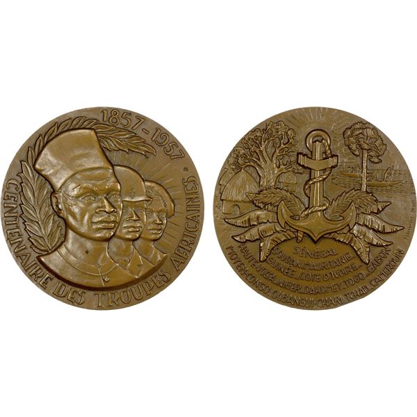 FRENCH AFRICA: AE medal (167.6g), 1957, Choice AU