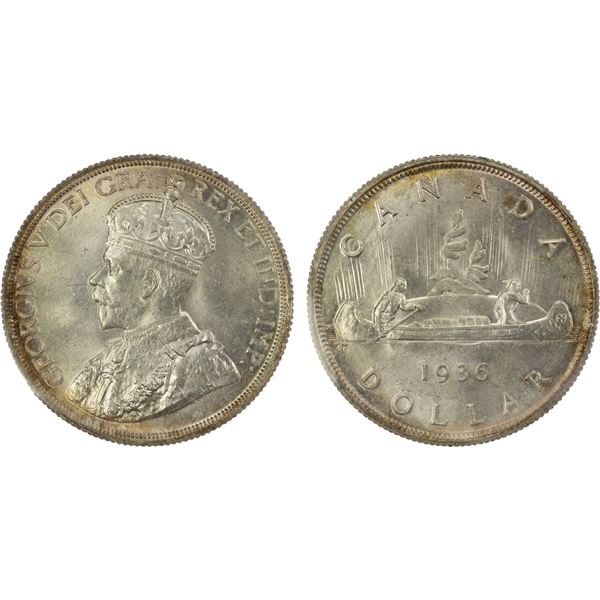 CANADA: George V, 1910-1936, AR dollar, 1936
