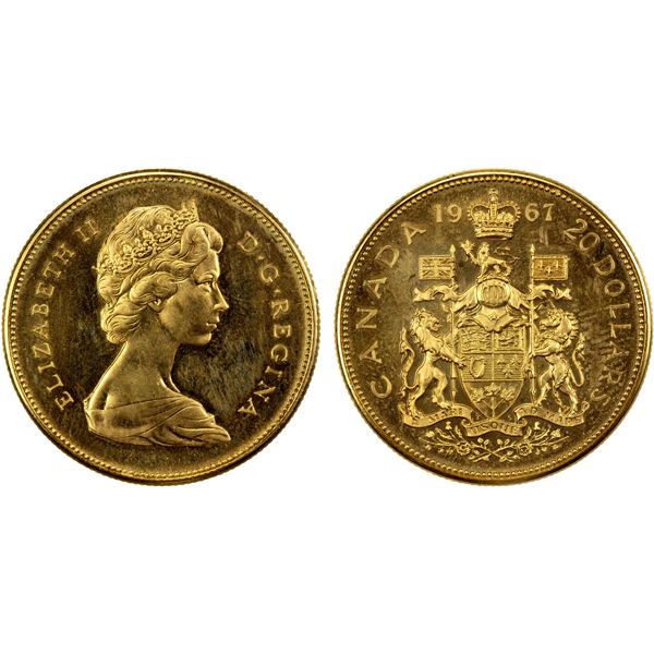 CANADA: Elizabeth II, 1952-2022, AV 20 dollars, 1967, Specimen