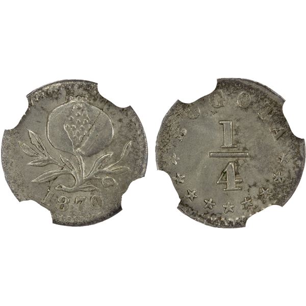 COLOMBIA: Estados Unidos, AR ¼ decimo, Bogota, 1870, NGC MS63