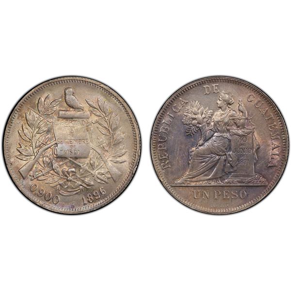 GUATEMALA: Republic, AR peso, 1896, PCGS AU details