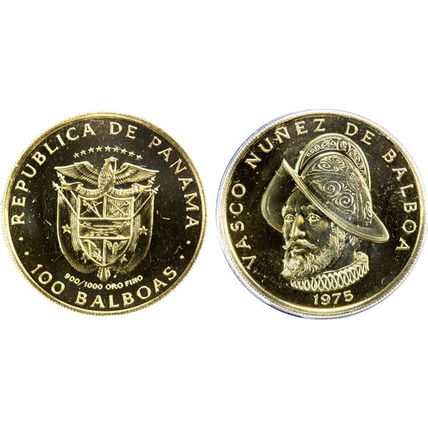 PANAMA: Republic, AV 100 balboas, 1975, Choice UNC