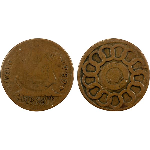 UNITED STATES: AE cent, 1787, Good