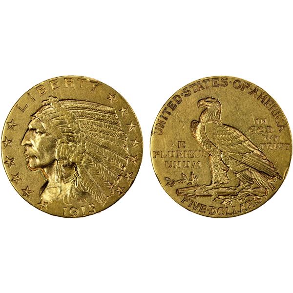 UNITED STATES: AV 5 dollars, 1915, EF