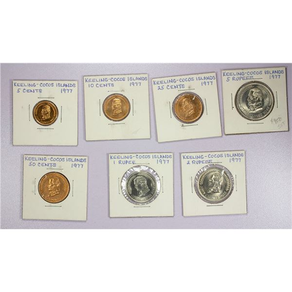 KEELING-COCOS ISLANDS: 7-coin mint set, 1977
