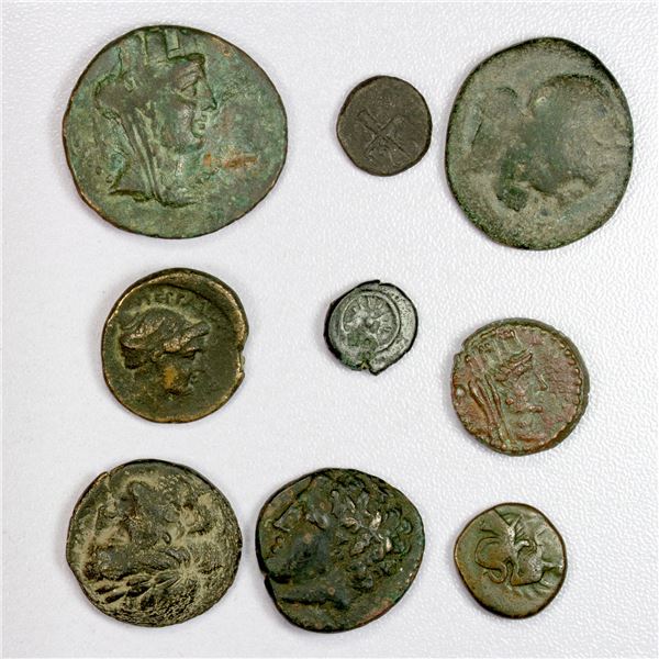 ANCIENT: ANCIENT GREECE: LOT of 9 AE coins