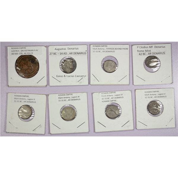 ANCIENT: ROMAN REPUBLIC: LOT of 7 AR & 1 AE coins