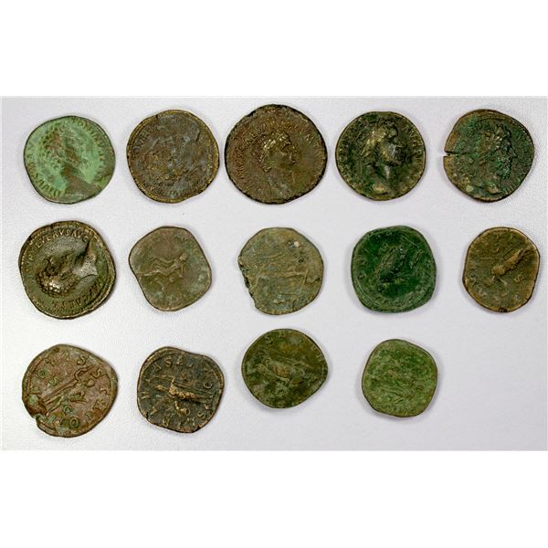 ANCIENT: ROMAN EMPIRE: LOT of 14 AE sestertii