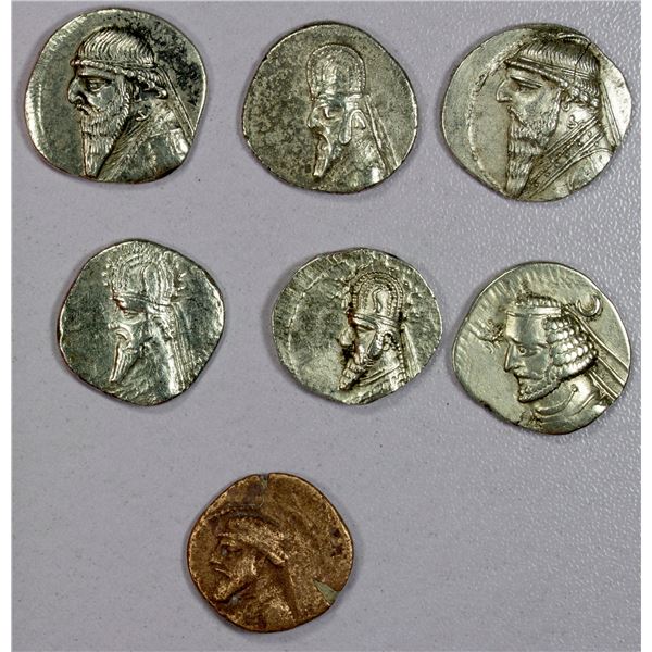 ANCIENT: PARTHIAN KINGDOM: LOT of 6 silver and 1 copper coins