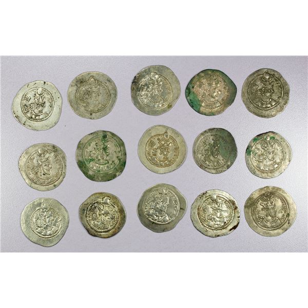 ANCIENT: SASANIAN KINGDOM: Yazdigerd II, 438-457, LOT of 15 silver drachms