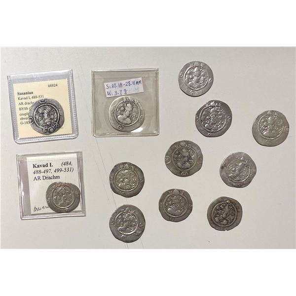 ANCIENT: SASANIAN KINGDOM: Kavad I, 488-497, 499-531, LOT of 12 silver drachms