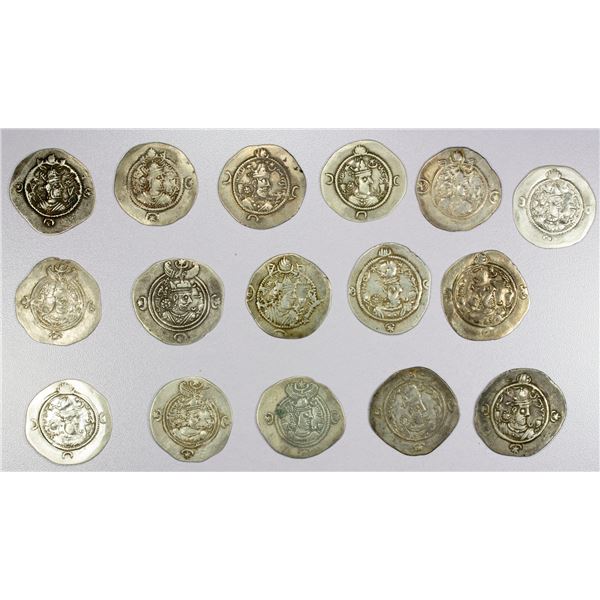 ANCIENT: SASANIAN KINGDOM: LOT of 16 silver drachms