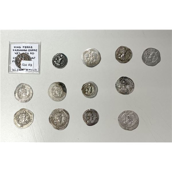 ANCIENT: SASANIAN KINGDOM: LOT of 13 silver drachms