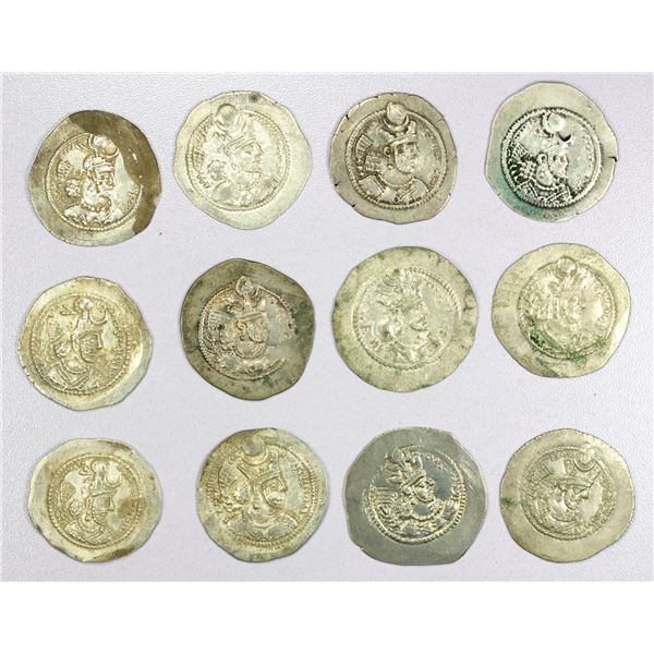 ANCIENT: SASANIAN KINGDOM: LOT of 12 silver drachms