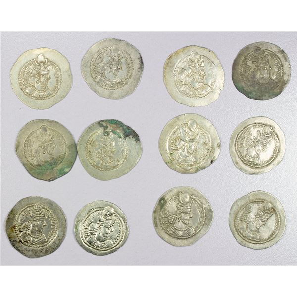 ANCIENT: SASANIAN KINGDOM: LOT of 12 silver drachms
