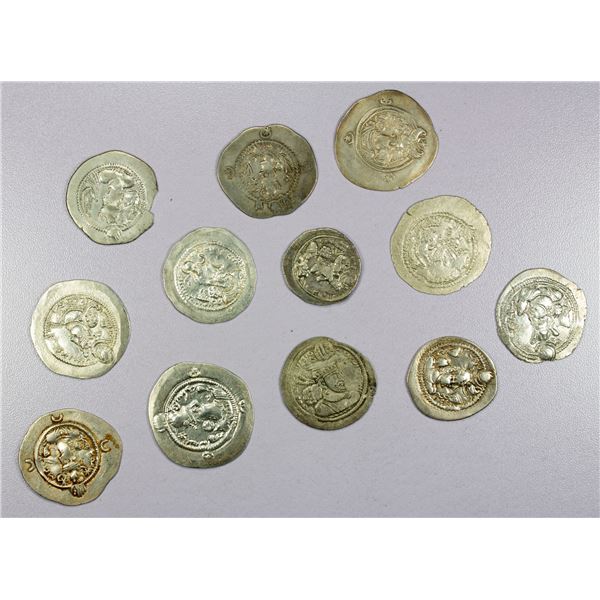 ANCIENT: SASANIAN KINGDOM: LOT of 12 silver drachms of 12 different kings