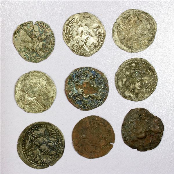 ANCIENT: HEPHTHALITE: 'Napki Malka' series, ca. 475-550, LOT of 9 AR & BI drachms