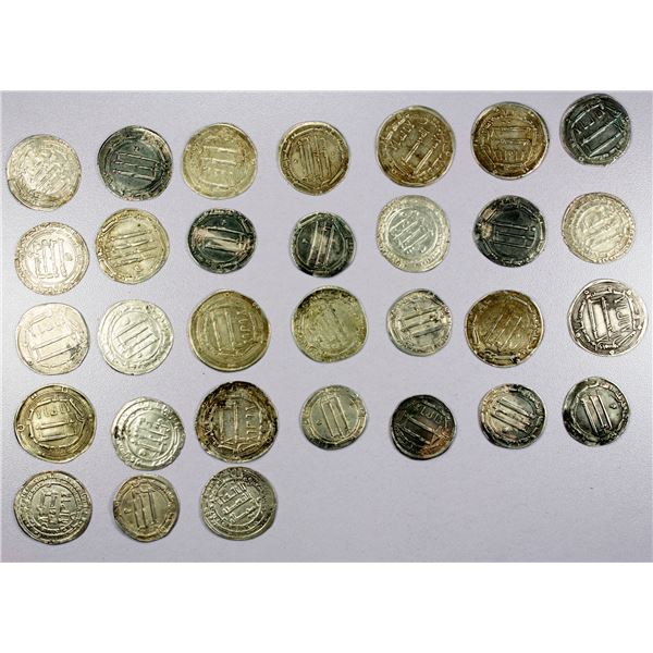 ISLAMIC: ABBASID: LOT of 31 silver dirhams
