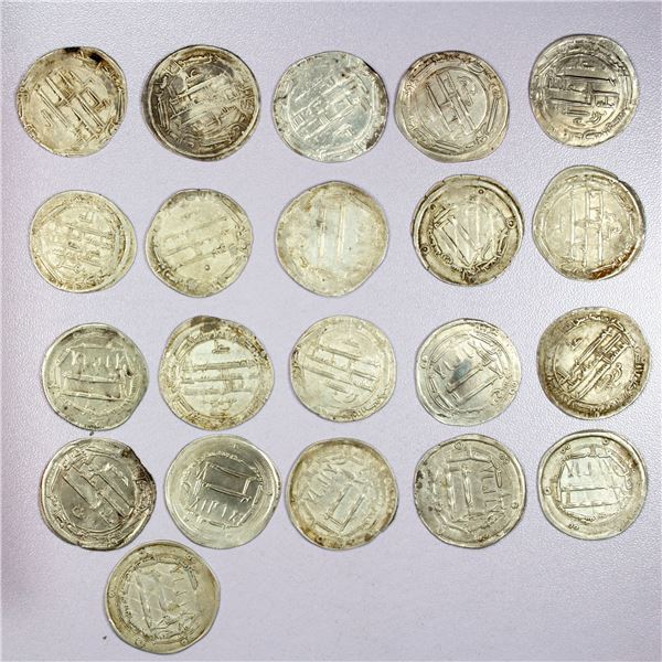 ISLAMIC: ABBASID: LOT of 21 silver dirhams