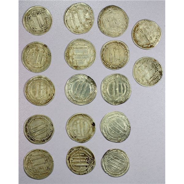 ISLAMIC: ABBASID: LOT of 17 silver dirhams