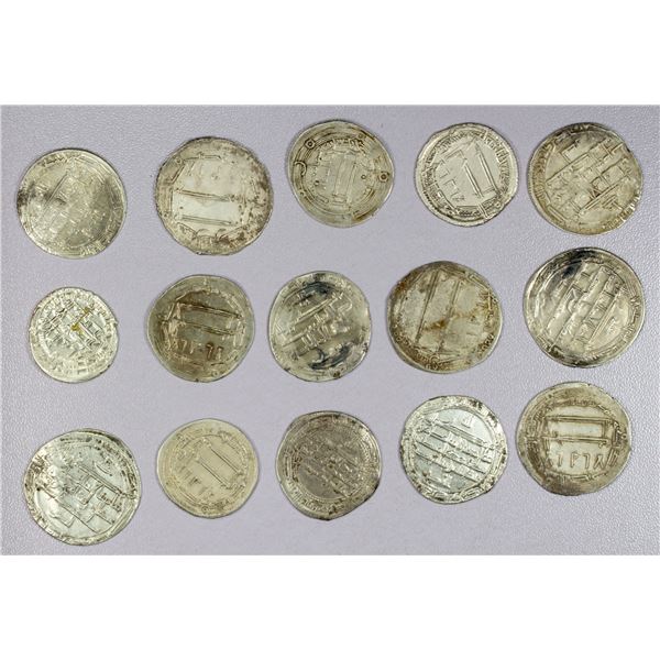 ISLAMIC: ABBASID: LOT of 15 silver dirhams