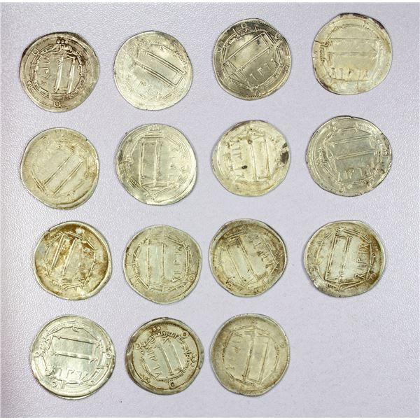 ISLAMIC: ABBASID: LOT of 15 silver dirhams