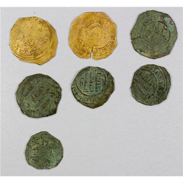 ISLAMIC: UMAYYAD OF SPAIN: LOT of 7 copper imitative "dirhams"